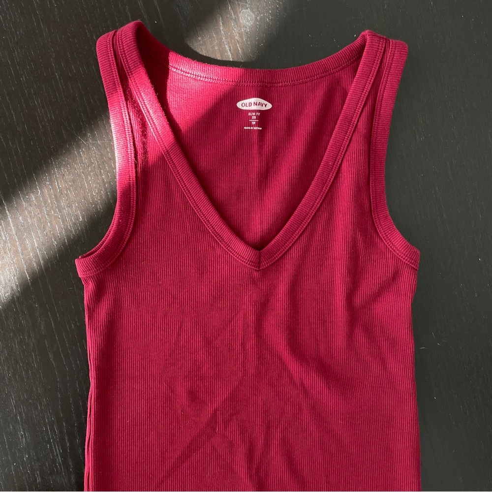 Ribbed Red Tank Top